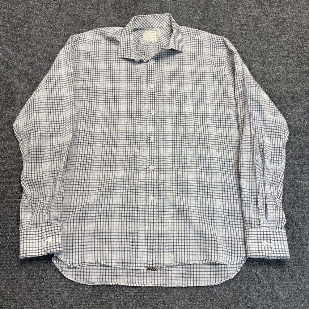 Billy Reid Standard Cut Mens Sz L Gray Plaid Button Long Sleeve Made In Italy
